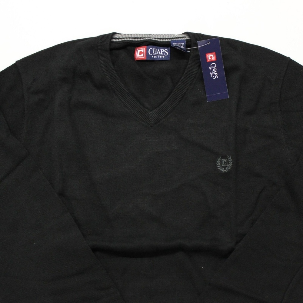 Chaps Big Sky V-Neck Sweater (63435) Black - XL - Picture 2 of 5